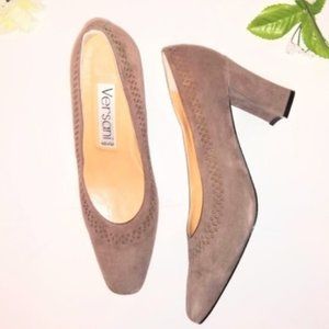 Vintage Italian Leather Taupe Suede Pumps Versani